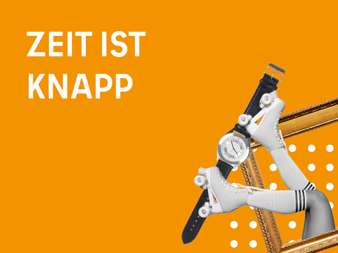 Bild des Mittendrin Gewinnerprojekts ZIK GmbH Zeit ist knapp mit Bilderrahmen, Rollschuhen und Uhr