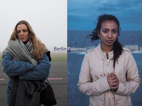 Plakat: »Berlin–Palermo. Das Leben der Anderen – Le vite degli altri« (Bild: Kunsthochschule Berlin-Weißensee, Fachgebiet Visuelle Kommunikation)