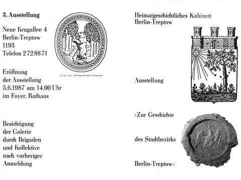 Flugblatt des Heimatgeschichtlichen Kabinetts aus dem Jahr 1987
