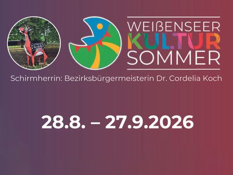 Loge des Weißenseer Kultursommer 26 mit Datum-Hirsch und Angabe der schirmherrin