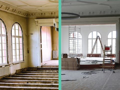 Collage Baustelle Saal