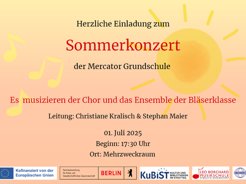 Plakat Sommerkonzerte Mercator Bläserklasse