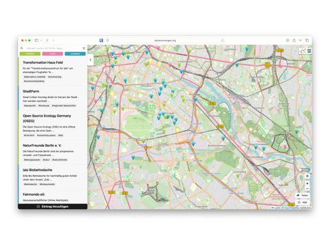 Bildschirmaufnahme der Karte von morgen mit dem Ausschnitt Berlin-Neukölln.