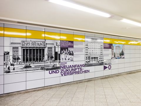 Ausstellungsgrafik eines Themas im U-Bahnhof Weberwiese