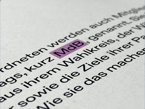 Foto von Textpassage zum Thema Abgeordnete aus der Broschüre der Landeszentrale zur Bundestagswahl 2025