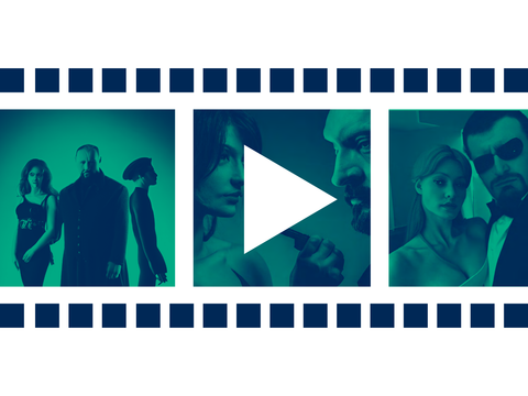 Filmrolle mit typischen actionfilmhaften Darstellungen