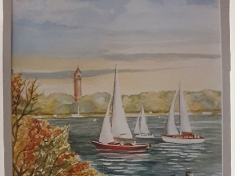 Segelboote an der Havel mit Grunewaldturm