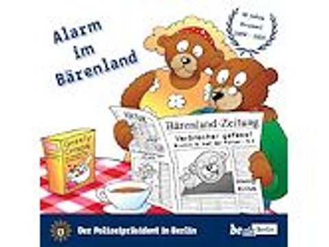 Brummi CD-Cover - Bäreneltern lesen Zeitung am Frühstückstisch, Schlagzeile: Verbrecher gefasst