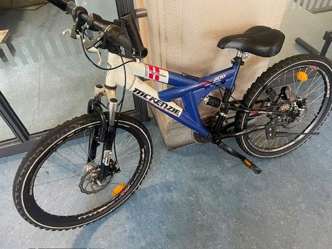 Blau-weißes Kinderfahrrad