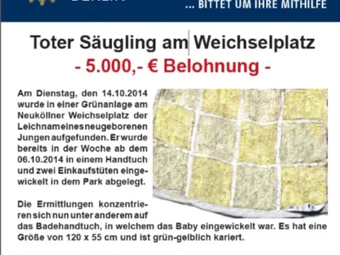 Plakat zum Zeugenaufruf