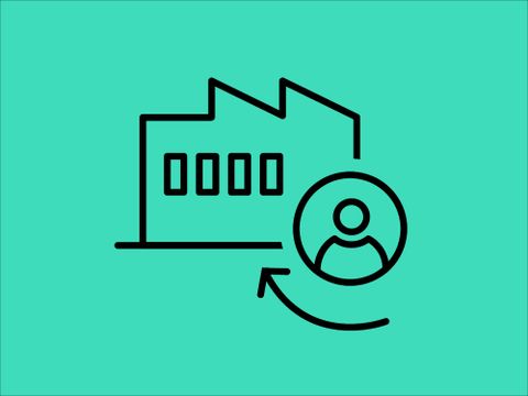 Icons für Industrie und Ansprechpartner symbolisieren Betriebsbegegnungen