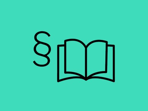 Icons für Paragrafen und Buch symbolisieren Rechtsvorschriften