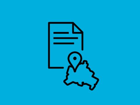 Icon Dokument und Berlin-Karte symbolisieren Landeskonzept