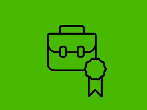 Icons für Orden und Mappe symbolisieren das Qualitätssiegel Exzellente Berufliche Bildung