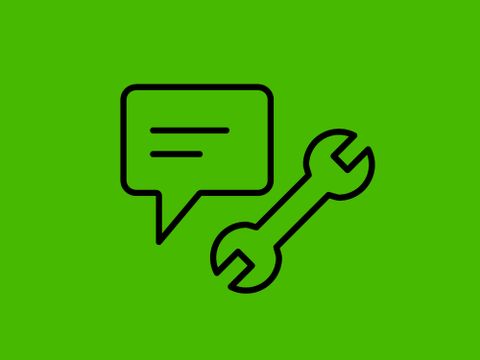 Dialogblase und Werkzeug-Icon symbolisieren Service