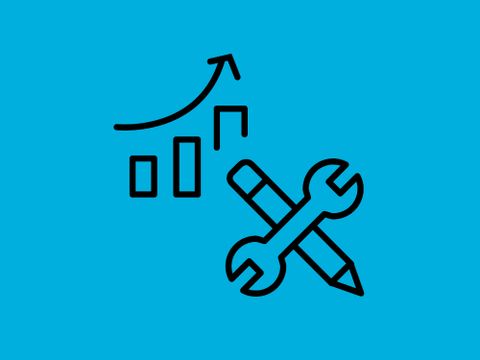 Icons für Statistik und Werkzeuge symbolisieren Wirtschaft-Arbeit-Technik