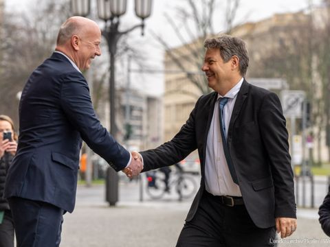 Bundeswirtschaftsminister Habeck auf Bundesländerreise in Berlin am 12.02.2024