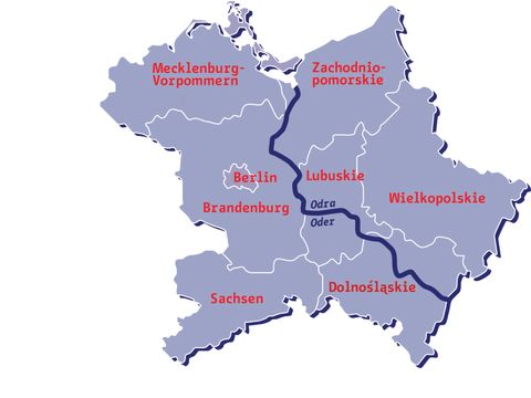 Abbildung der beteiligten Länder im Rahmen Oder-Partnerschaft