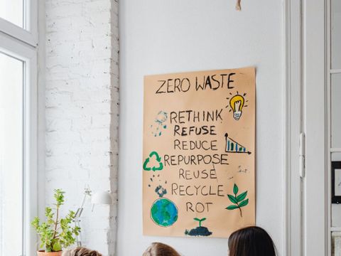 Schulgruppe bei einem Zero Wast Projekt in der Erarbeitung