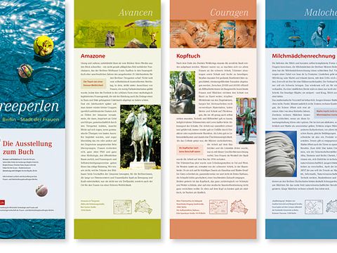 4 Roll-Ups der Spreeperperlenausstellung (Bild: SenWGPG/LAG der GleichB)