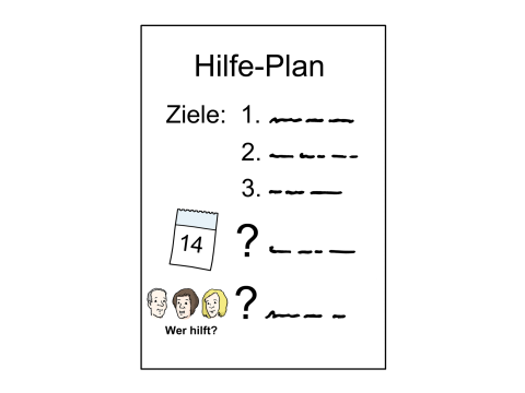 Hilfe-Plan, in den Ziele, Datum und Kontakt-Personen eingetragen werden können