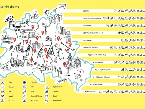 Berlinkarte der Jugendkunstschulen