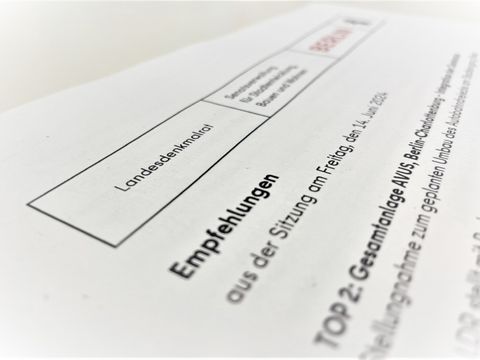 Ausschnitt einer Empfehlung aus einer Sitzung des Landesdenkmalrates Berlin