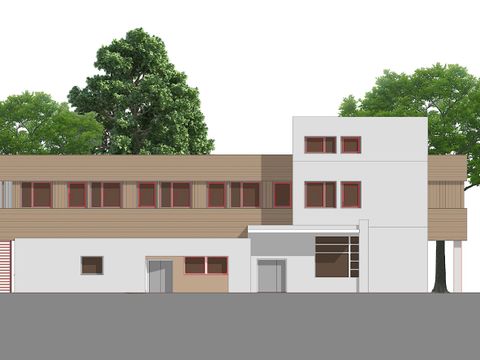 Ansicht Süd der geplanten Erweiterung des Jugendclubs "Die Klinke"