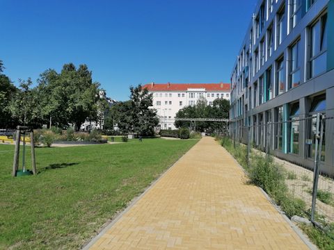 Weg zwischen Lenné-Meyer-Gedenkort und temporärer Schule auf der Werneuchener Wiese