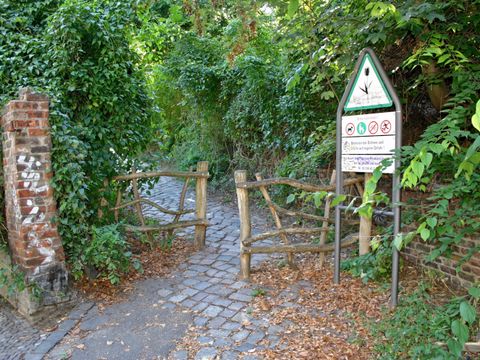 Hinweisschild 'Geschützte Grünanlage' am Gleisdreieck (Bild: SenUMVK)