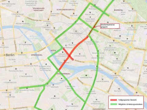Abbildung 1: Molkenmarkt Vollsperrung 14. und 15.01.2023 (Bild: Stadtplan Berlin.de / SenUMVK)