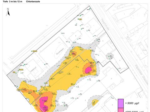 Chlorbenzol-Verunreinigung im Grundwasser, Oktober 2018 (Bild: CDM Smith GmbH)