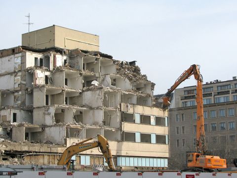 Abriss Gebäude, Baustelle Unter den Linden
