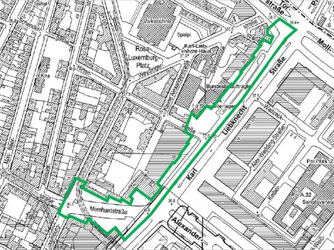 Übersichtskarte der Baumaßnahme (Bild: SenUMVK / Geoportal Berlin)