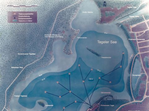 Lageplan der 15 Belüftungsgeräte im Tegeler See