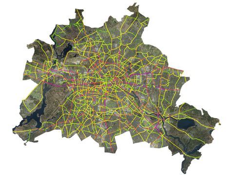 Übersicht Verkehrsmengen DTVw 2023 Kfz (Bild: SenMVKU / Geoportal Berlin)