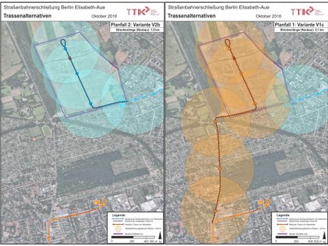 Trassenalternativen zur Straßenbahnerschließung der Elisabeth-Aue
