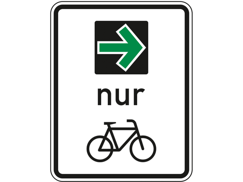 Schild mit grünem Pfeil nur für Fahrradfahrer