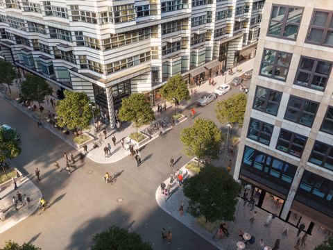 So könnte es aussehen – breitere Gehwege und Begrünung in der Friedrichstraße (Bild: Nöfer/Astimatic)