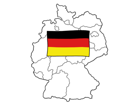 Deutschlandkarte mit der Deutschlandfahne