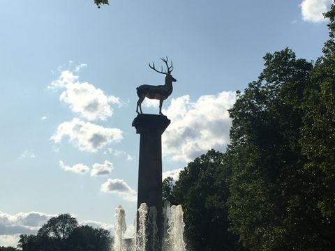 Hirschrbunnenstatue im Park