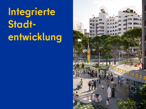 Digital erstelltes Bild zeigt eine Straße mit Menschenmenge
