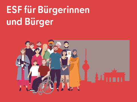 Illustration zeigt Menschen unterschiedlicher Herkunft, Aussehen und mit Hindernissen an