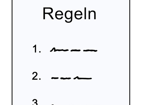 Ein Zettel, auf dem mehrere Regeln geschrieben stehen.