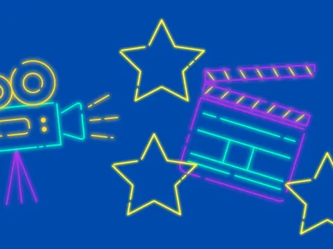 Filmprojektor, Filmklappe und Sterne