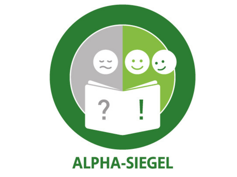 Symbol mit Buch und drei Gesichtern