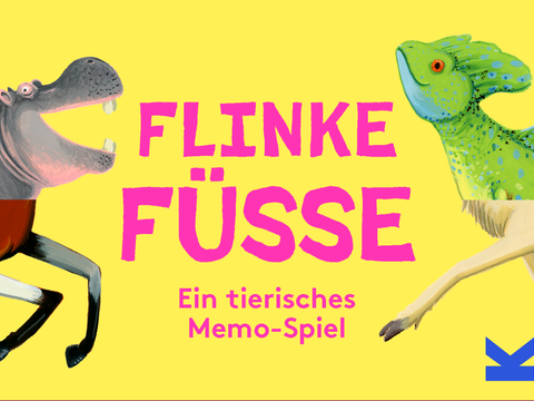 Grafik mit Tieren, die unterschiedliche Körper haben, dazu Text: Flinke Füsse