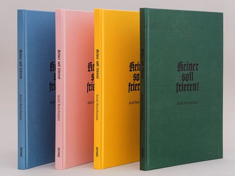 Vier unterschiedlich farbige Bücher mit des Titels: Keiner soll frieren!