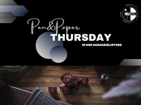Spielwürfel und das Logo von Pen&Paper Nexus
