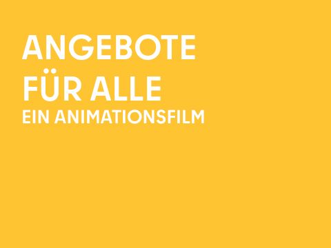 Grafik einfarbig mit Schrift: Angebote für alle